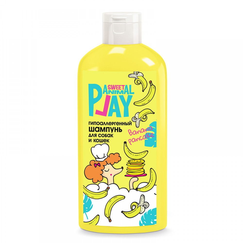 Animal Play Sweet İt və pişik üçün hipoallergik şampun, bananlı pankeyk, 300 ml