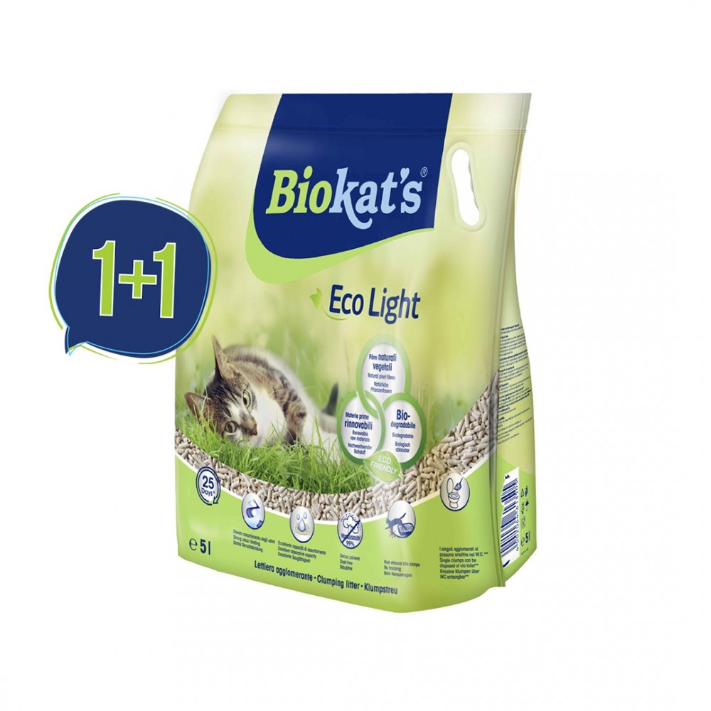 Biokat's Eco Light Tofu Topalanan pişik qumu, 5 L (1+1)