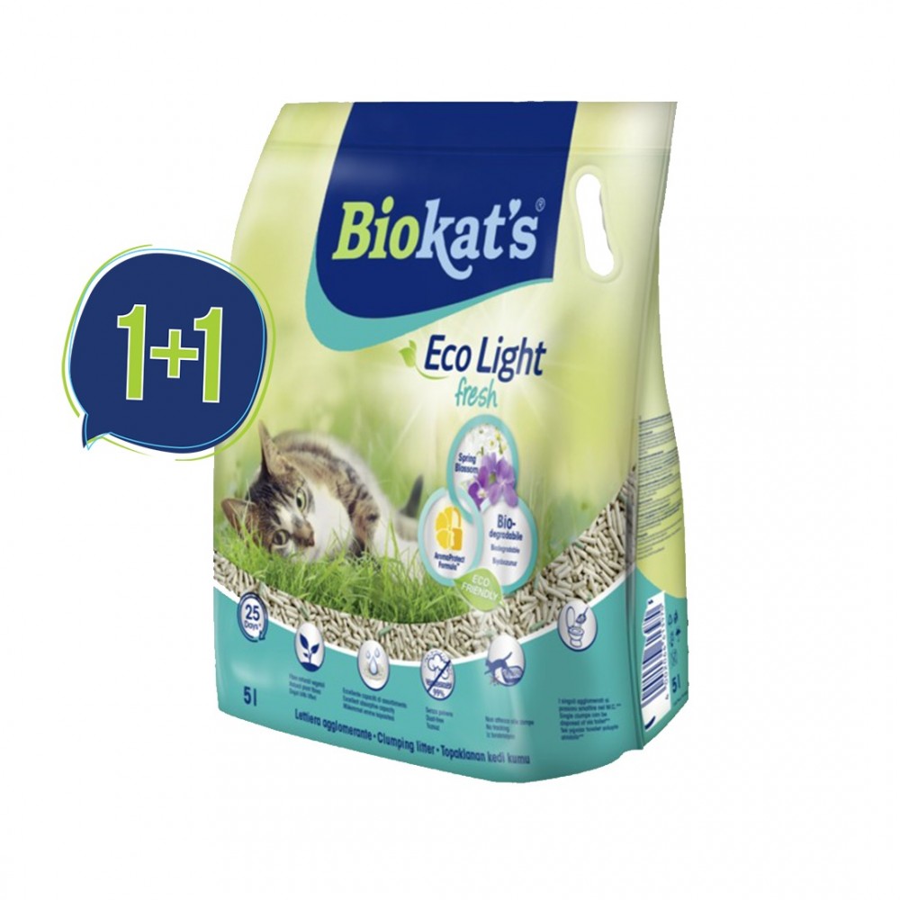 Biokat's Eco Light Fresh Spring  Tofu Topalanan pişik qumu, bahar ətirli, 5 L (1+1)