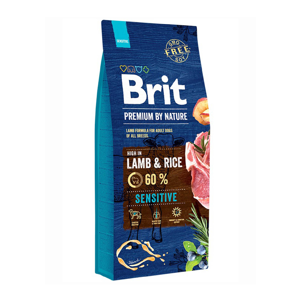 Brit Premium by Nature Sensitive Həssas həzmli yetkin it üçün quru yem, quzu əti və düyü ilə