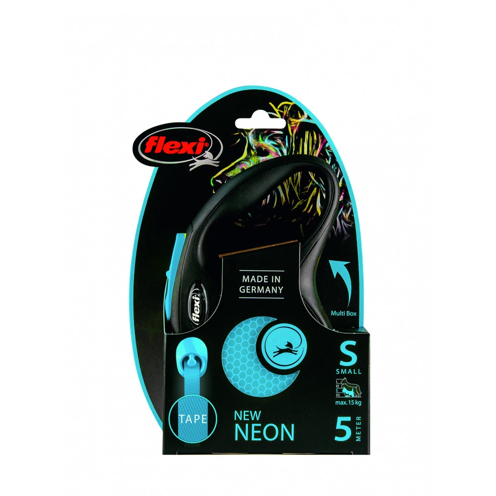 Flexi New Neon S İt üçün tənzimlənən lentli xalta qayışı (5 m)