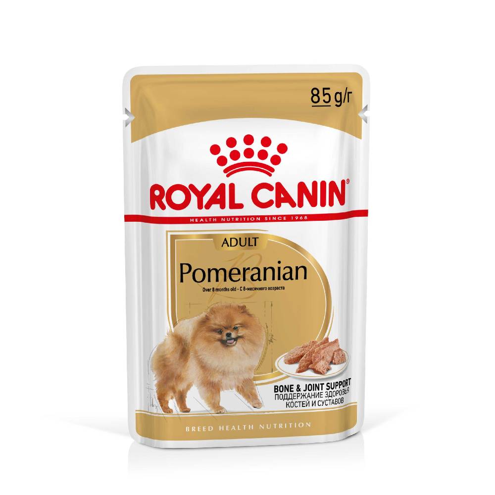 Royal Canin Pomeranian Adult Pomeraniya şpitsi yetkin it üçün nəm yem, 85 q