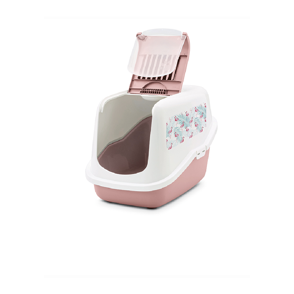 Savic Nestor Закрытый кошачий туалет "Flamingo", бело-розовый, 58x39x38,5 см